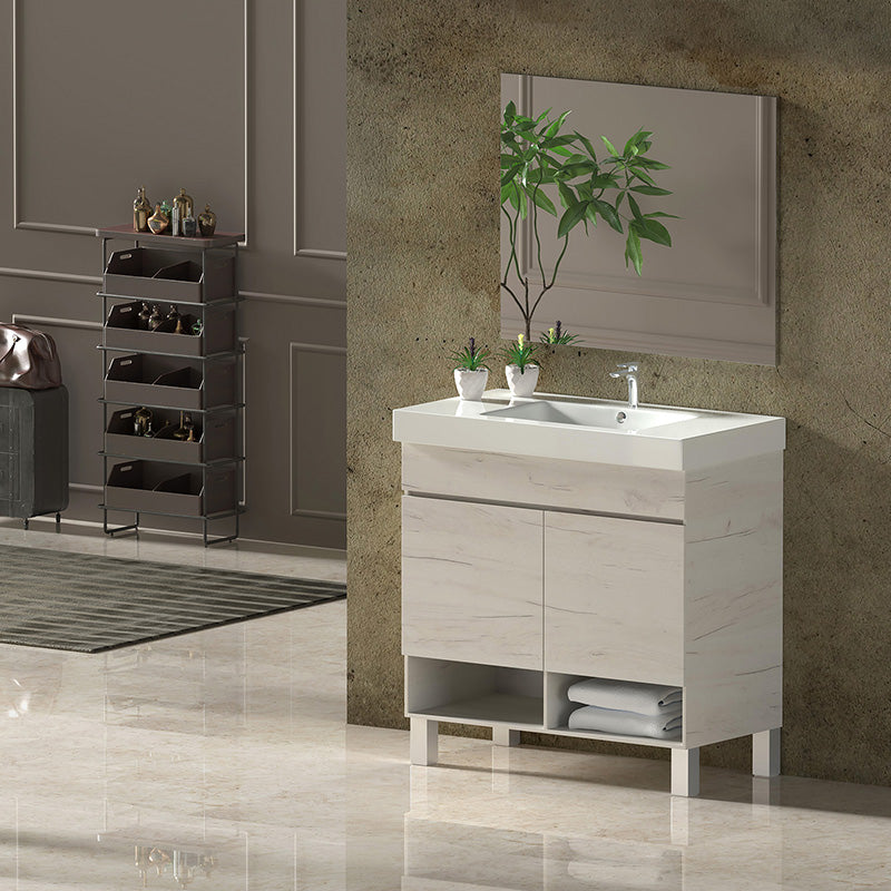 Mueble de baño con patas NEBARI con cajón y lavabo extraplano