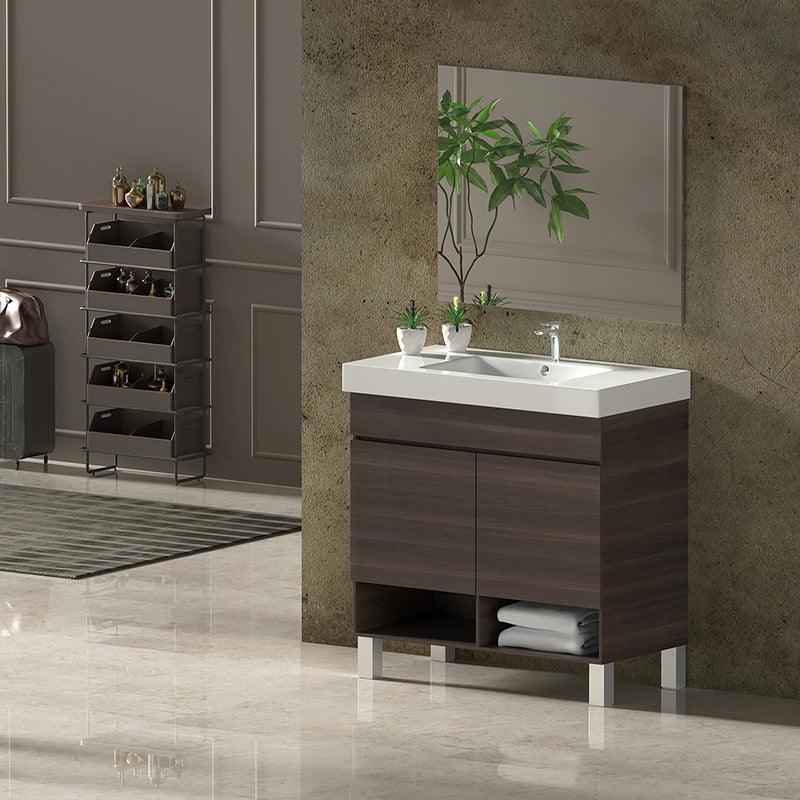 Mueble de baño con patas NEBARI con cajón y lavabo extraplano
