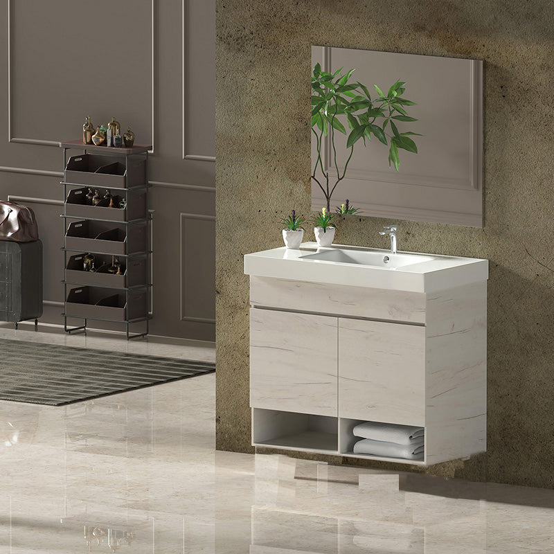 Mueble de baño suspendido NEBARI con cajón y lavabo extraplano