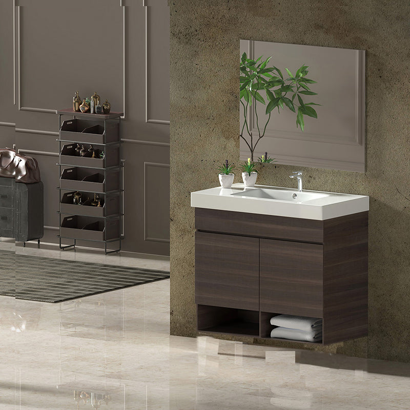 Mueble de baño suspendido NEBARI con cajón y lavabo extraplano