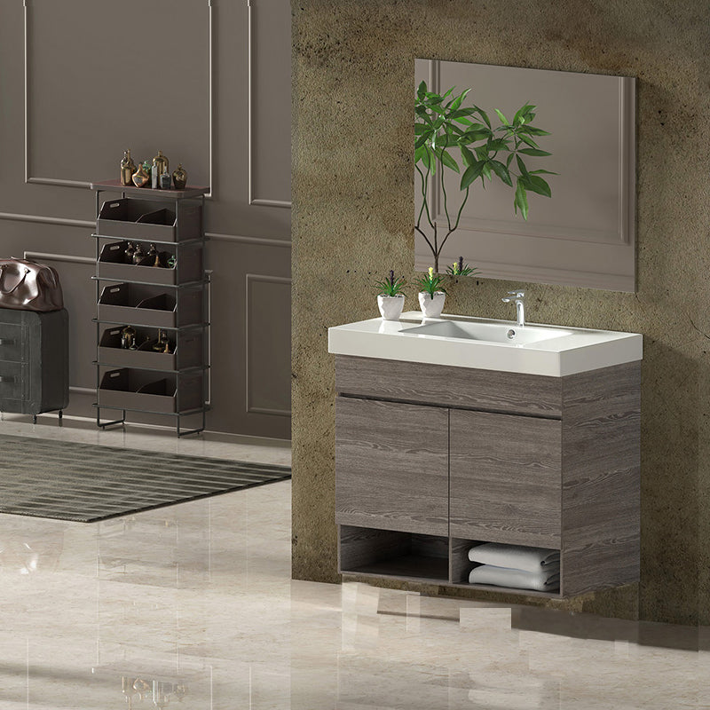 Mueble de baño suspendido NEBARI con cajón y lavabo extraplano