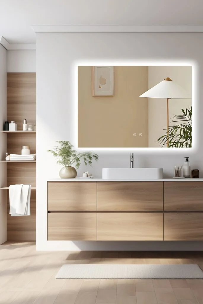 Espejo LED Delta – espejo de baño rectangular con luz LED y antivaho