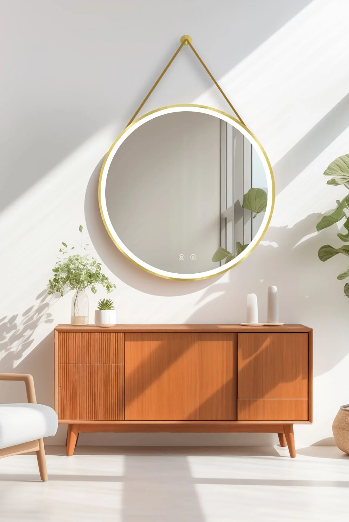 Espejo BiLED Olympus – espejo de baño redondo con luz LED cálida y fría (BiLED) (vista 11)