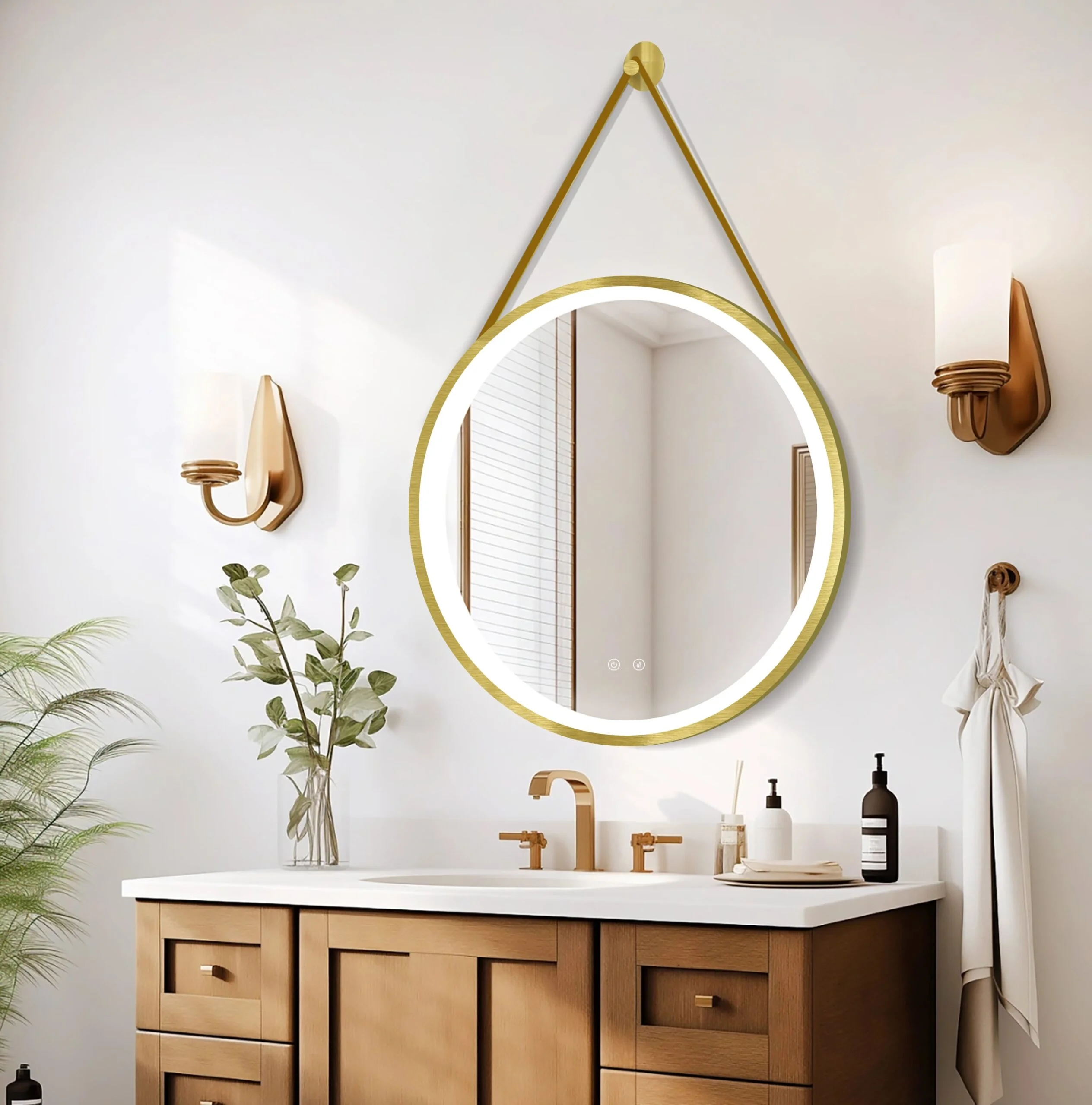 Espejo BiLED Olympus – espejo de baño redondo con luz LED cálida y fría (BiLED) (vista 4)