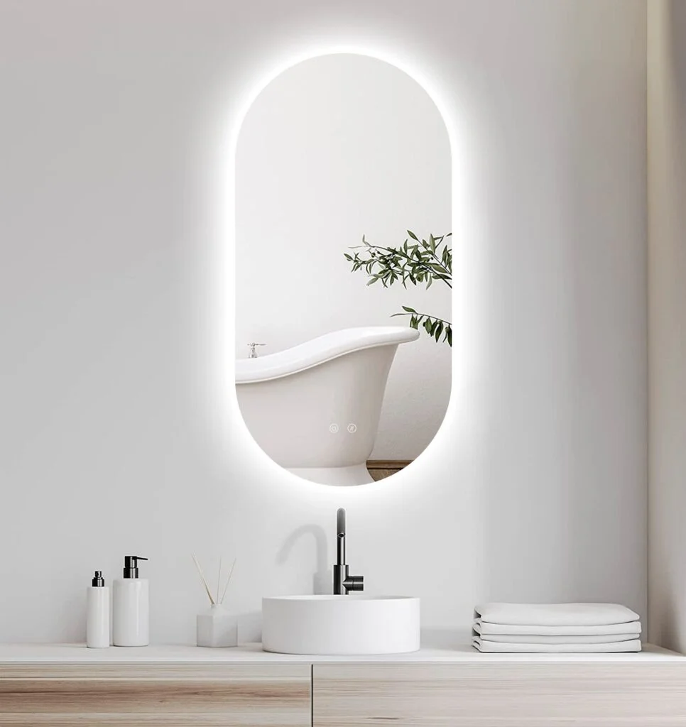 Espejo LED Selene – espejo de baño vertical retroiluminado con antivaho