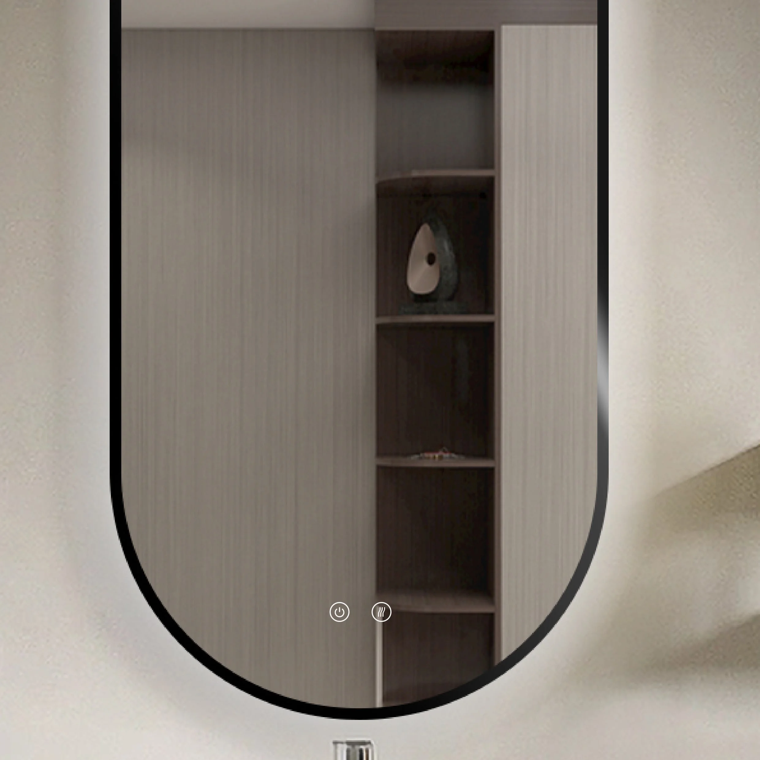 Espejo LED Selene Black – espejo de baño vertical con marco negro y retroiluminación LED (vista 3)